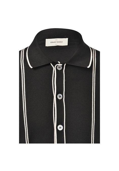 Camicia Gran sasso uomo 5913518041 Nera maniche corte cotone organico bottoni righe Gran sasso | Polo | 5913518041099